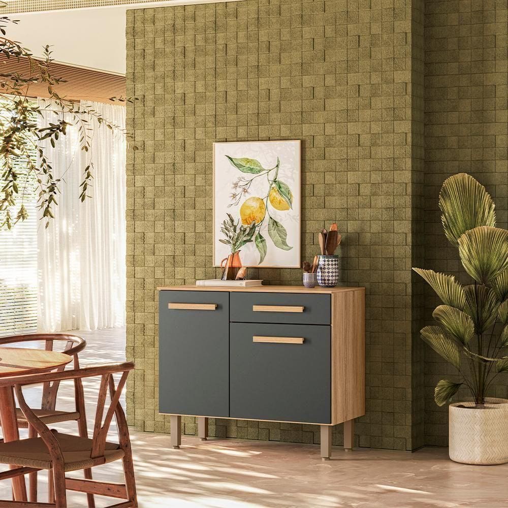 Balcão Para Cozinha 90cm Lemon Carvalho/ Nicioli Carvalho/