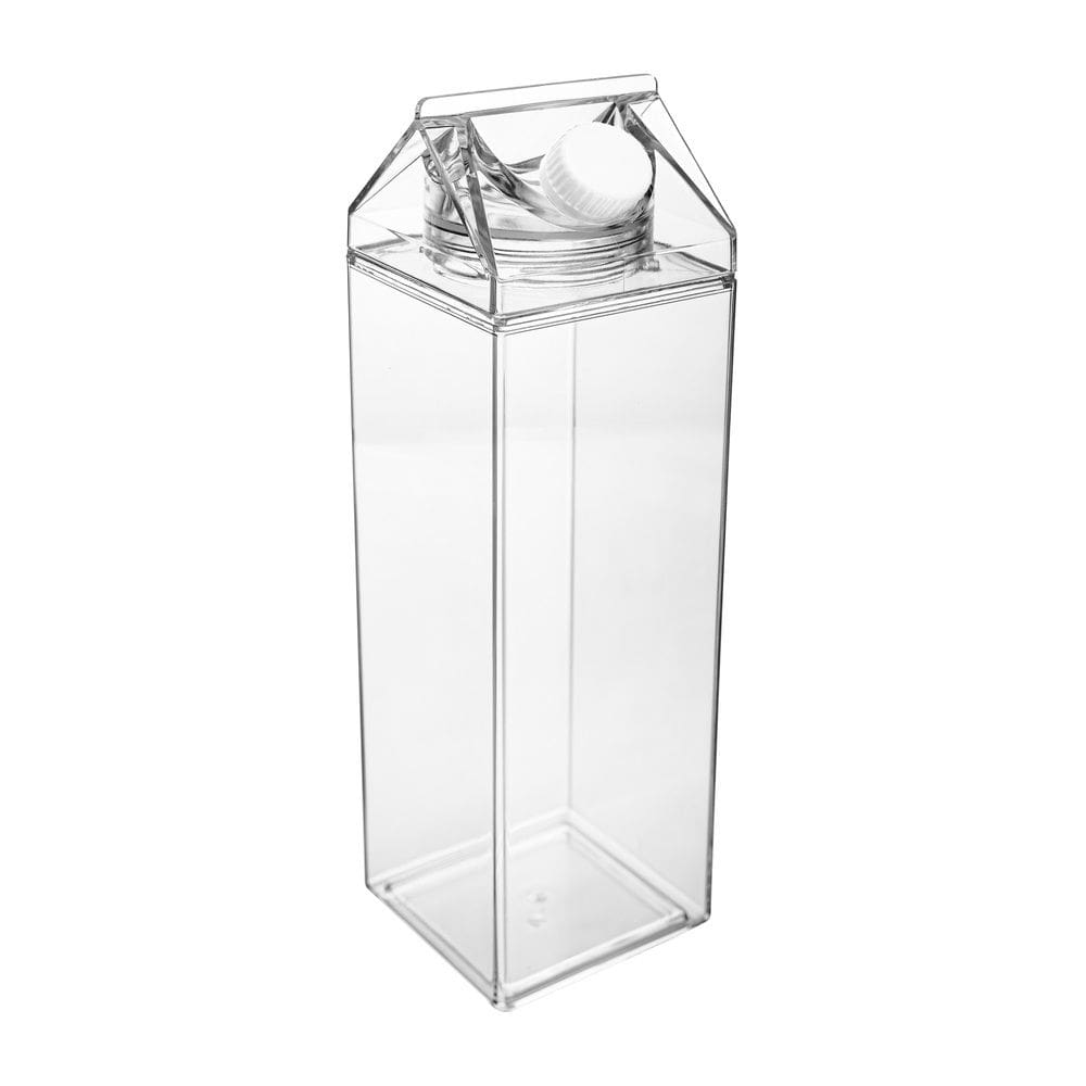 Caixa para Leite/Suco em Poliestireno C/Tampa Plástica Branca My Box Transparente 1 Litro Lyor