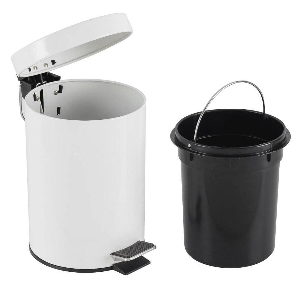 Lixeira Inox Branca 5 Litros Pedal Cesto Lixo 5l Vintage