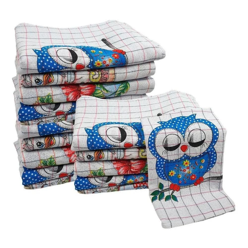 2X Kit 10 Panos De Prato Copa Cozinha 43X67 Grande Xadrez