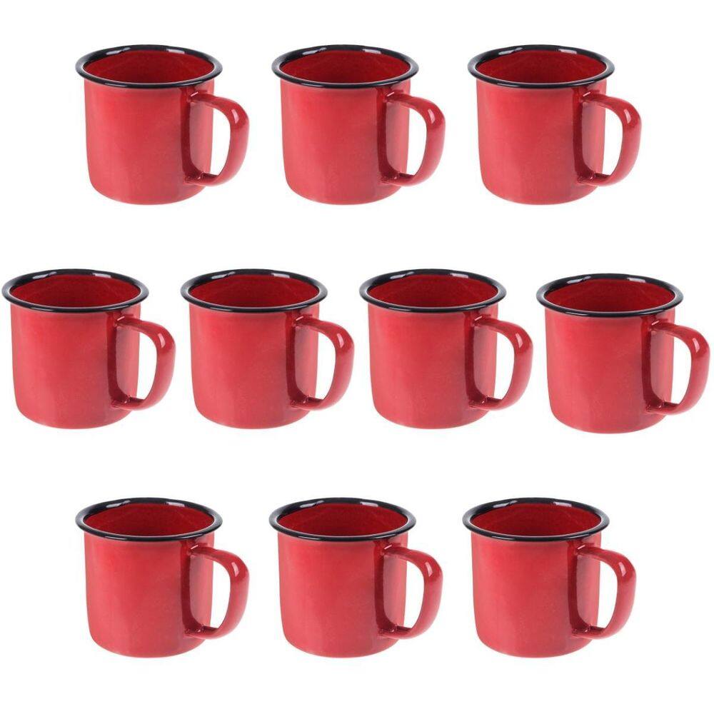 Caneca Esmaltada 150Ml 6Cm Vermelha Kit 10 Un