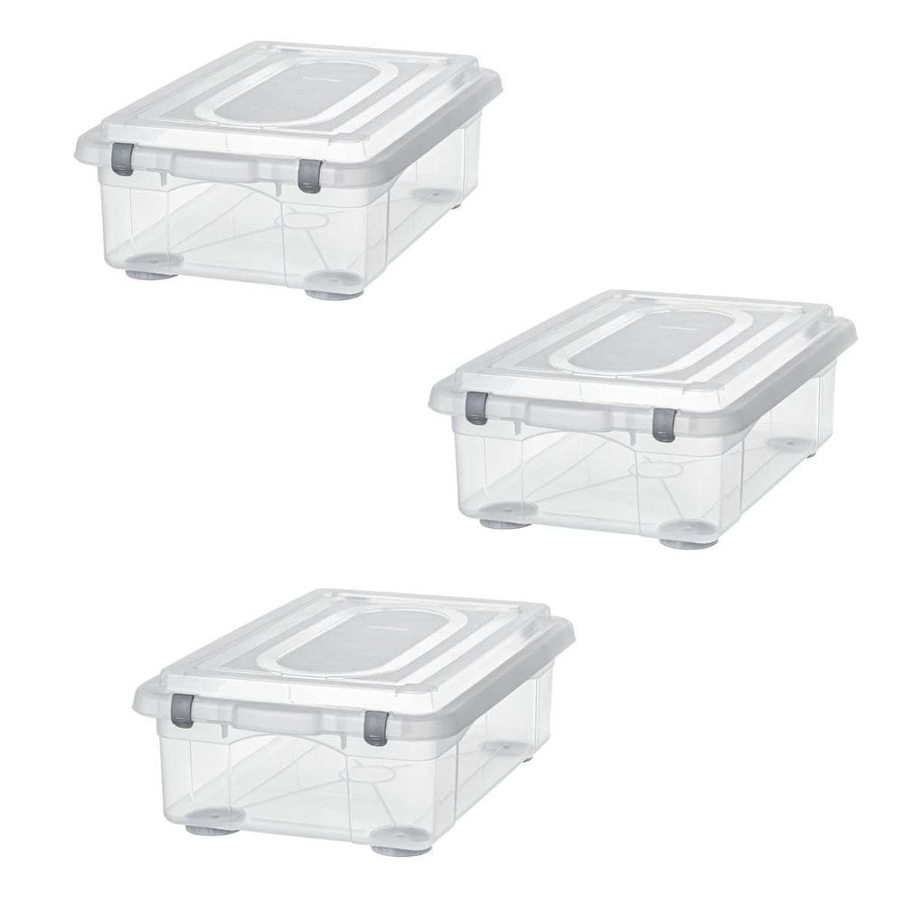 Kit 3 Caixa Plastica Organizadora 28 Litros Baixa Sanremo