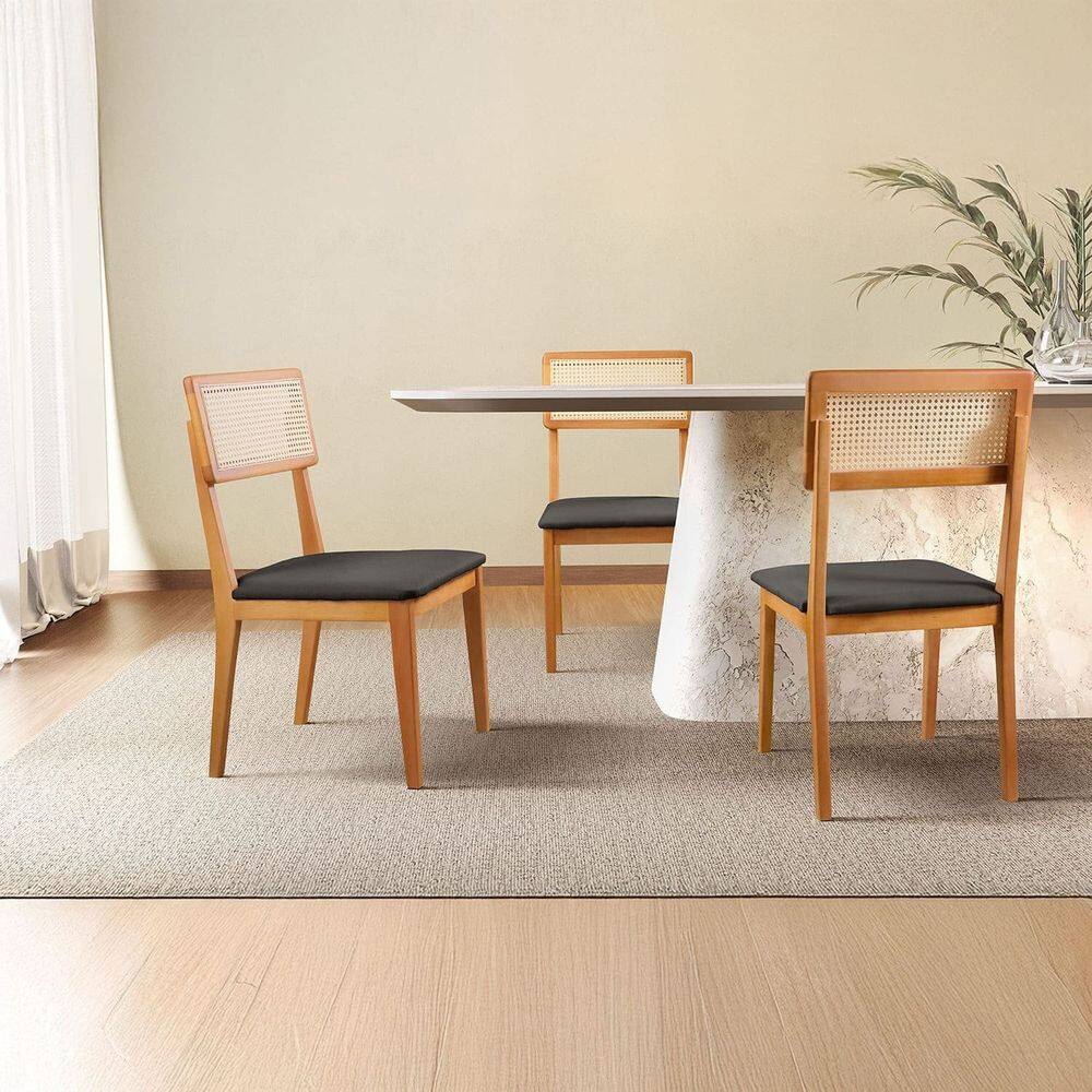 Kit com 8 Cadeiras de Jantar Ava com Encosto de Telinha Preto