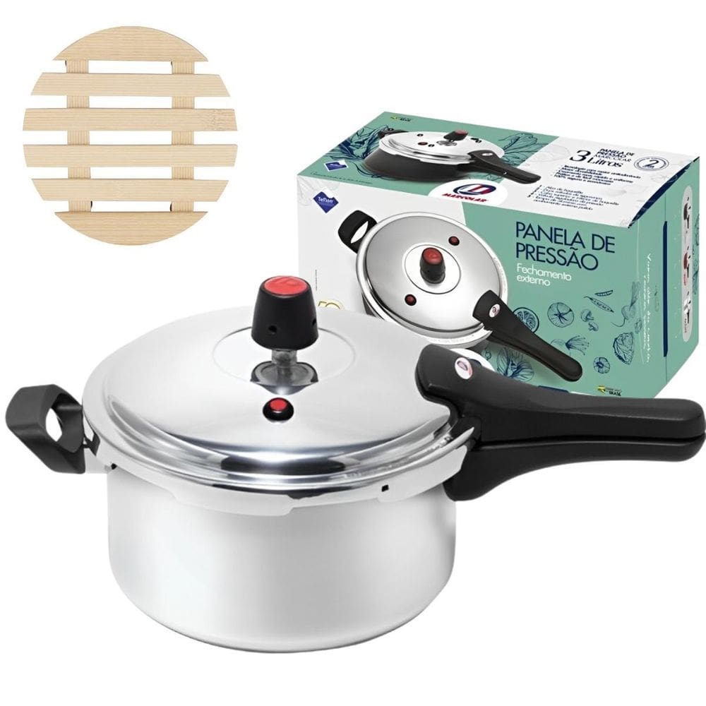 Panela De Pressão 3L Fechamento Externo + Descanso De Panela