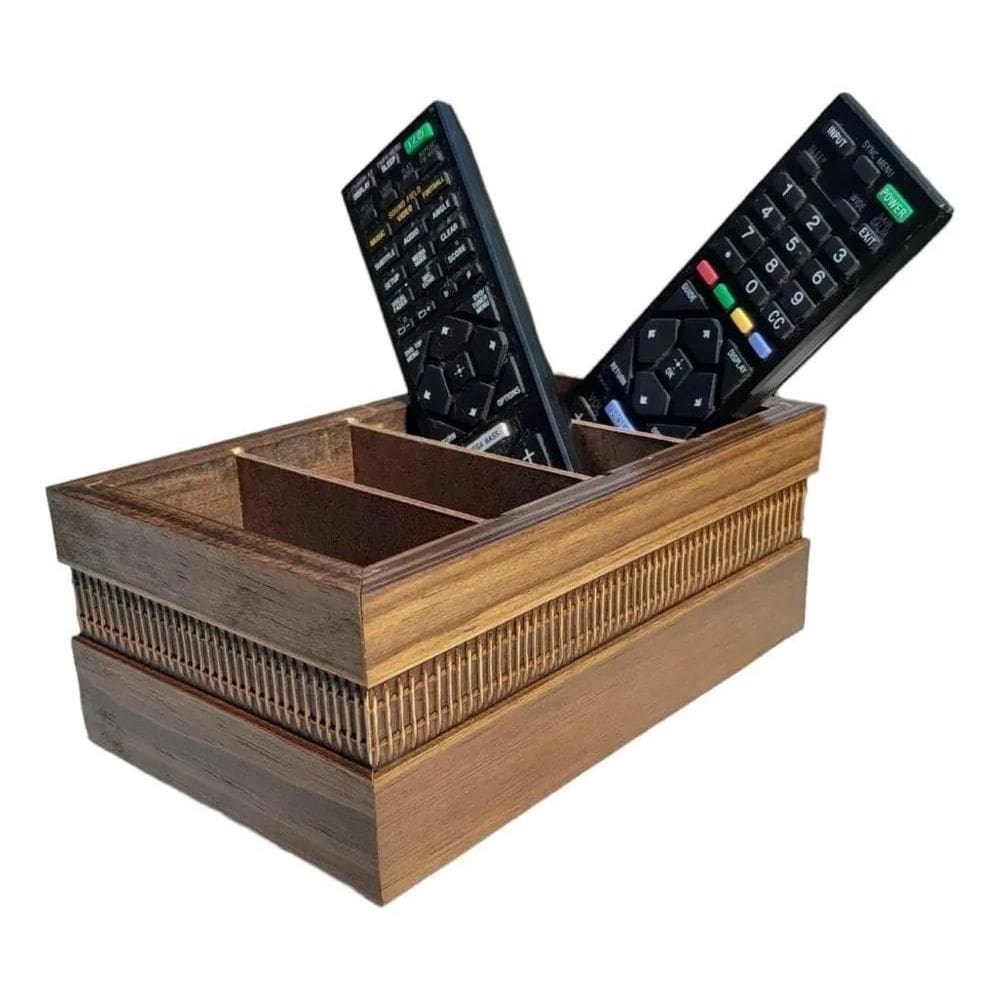 2X Porta Controle Remoto Madeira Maciça 4 Divisórias Super L