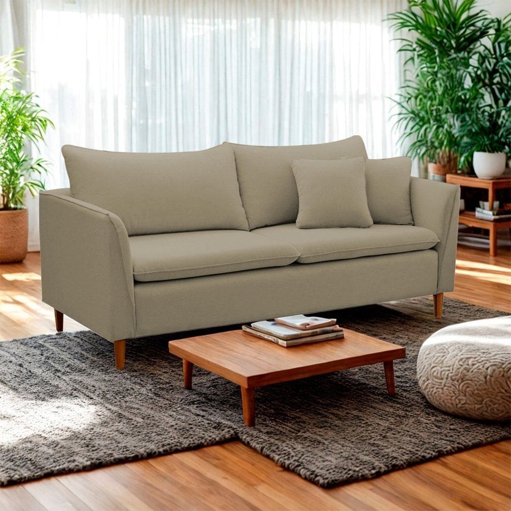 Sofá 2 Lugares Retrô 164cm Veludo Kassia Capuccino