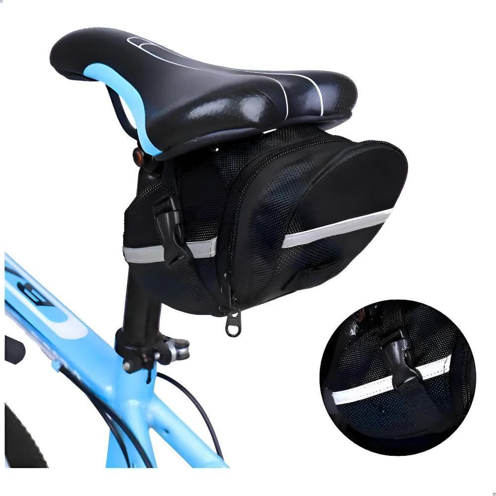 Bolsa Porta-Objetos Para Selim Bike Jws Com Ziper Cor Preto