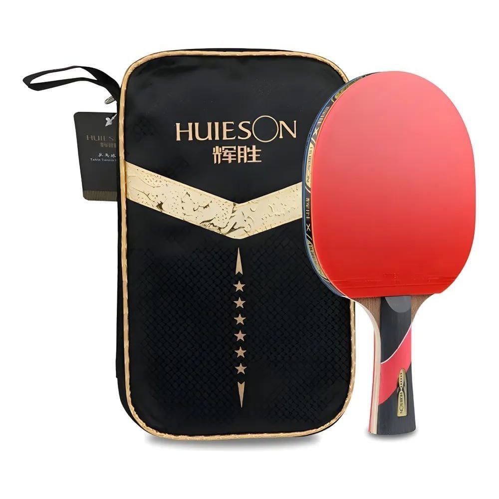 Raquete De Ping Pong Huieson 6 Stars Preta/Vermelha Fl Cônc