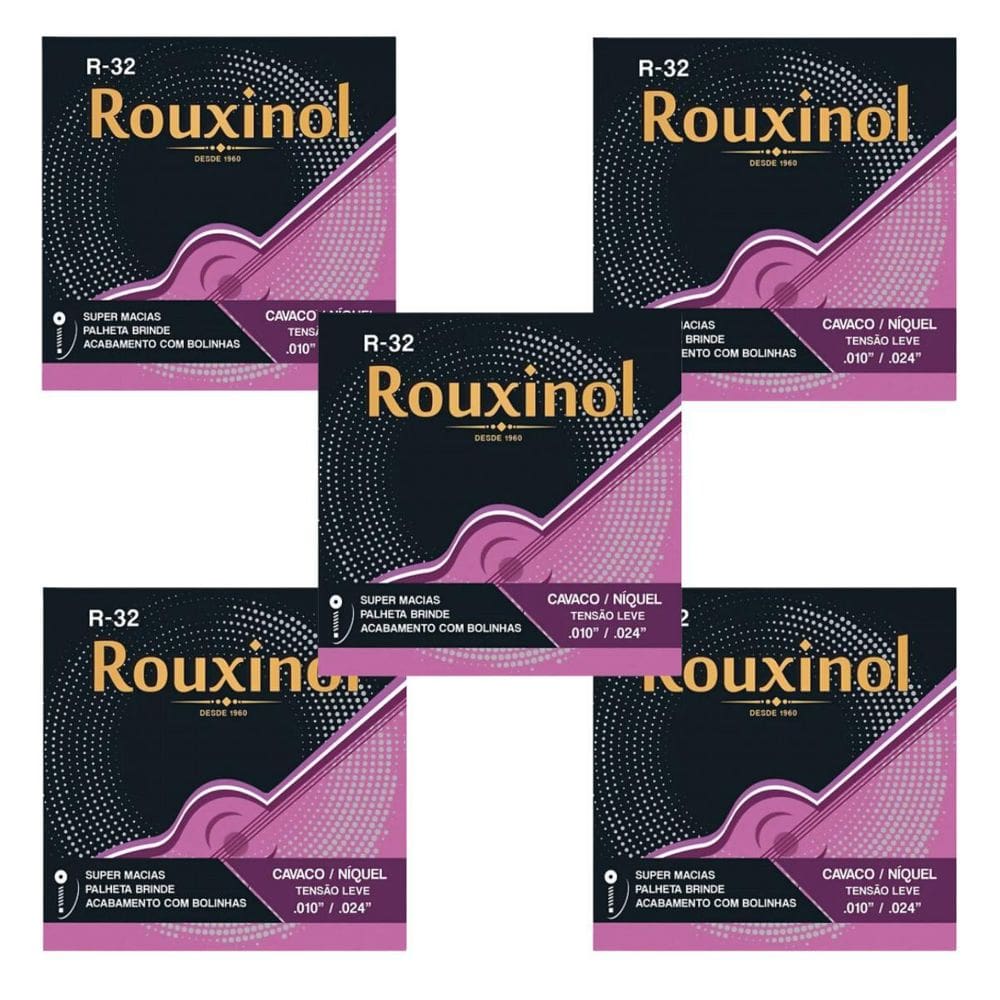 Kit 5 Encordoamento Cavaquinho Tensão Leve 4 Cordas R32