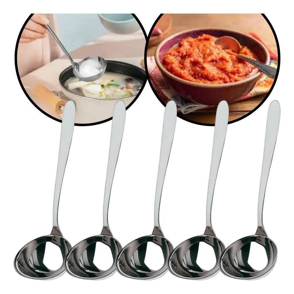 2X Kit 5 Concha Pequena Para Servir Molho Caldo Metal Inox