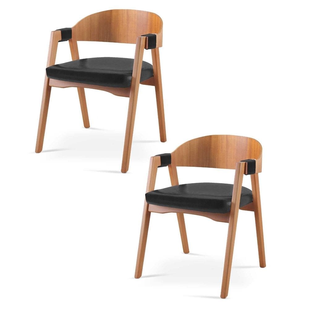 Kit 2 Cadeiras para Sala de Jantar Luna Preto/Mel