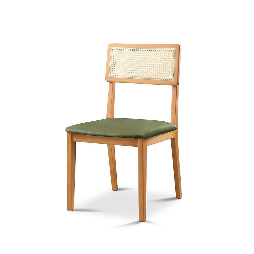 Cadeira de Jantar com Encosto de Telinha Ava Verde/Marrom