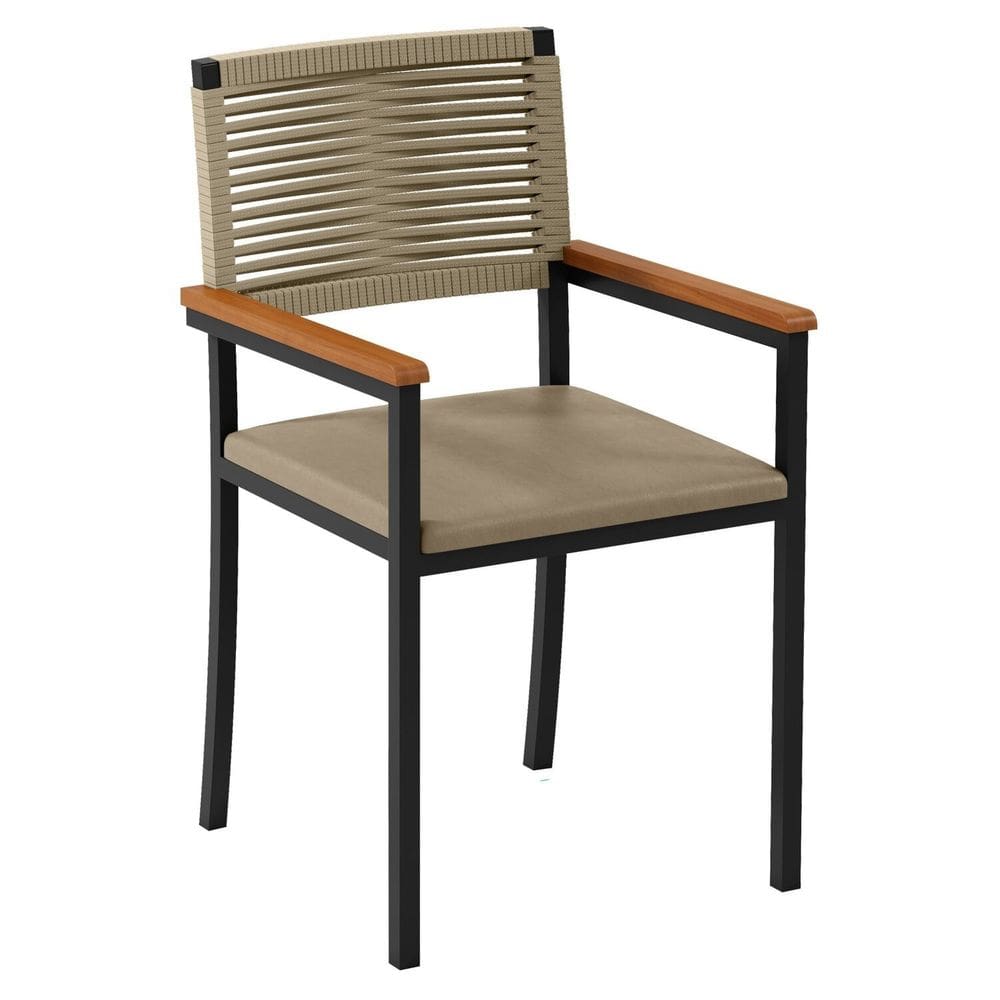 Cadeira com Braço para Sala de Jantar Viena Rami/Pérola/Preto