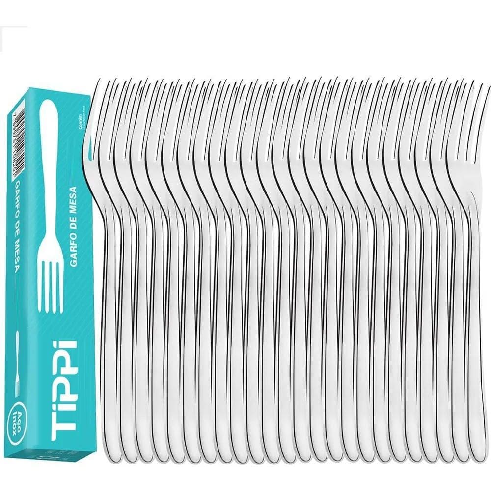 2X Kit Jogo 24 Peças Garfo De Mesa Aço Inox Faqueiro Jantar