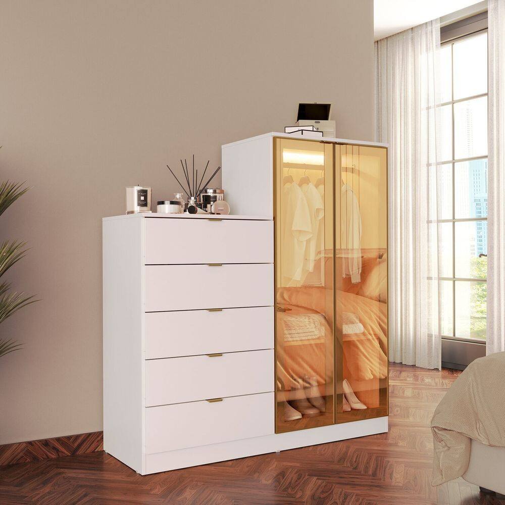 Cômoda 5 Gavetas e Duas Portas Reflecta Bella Branco