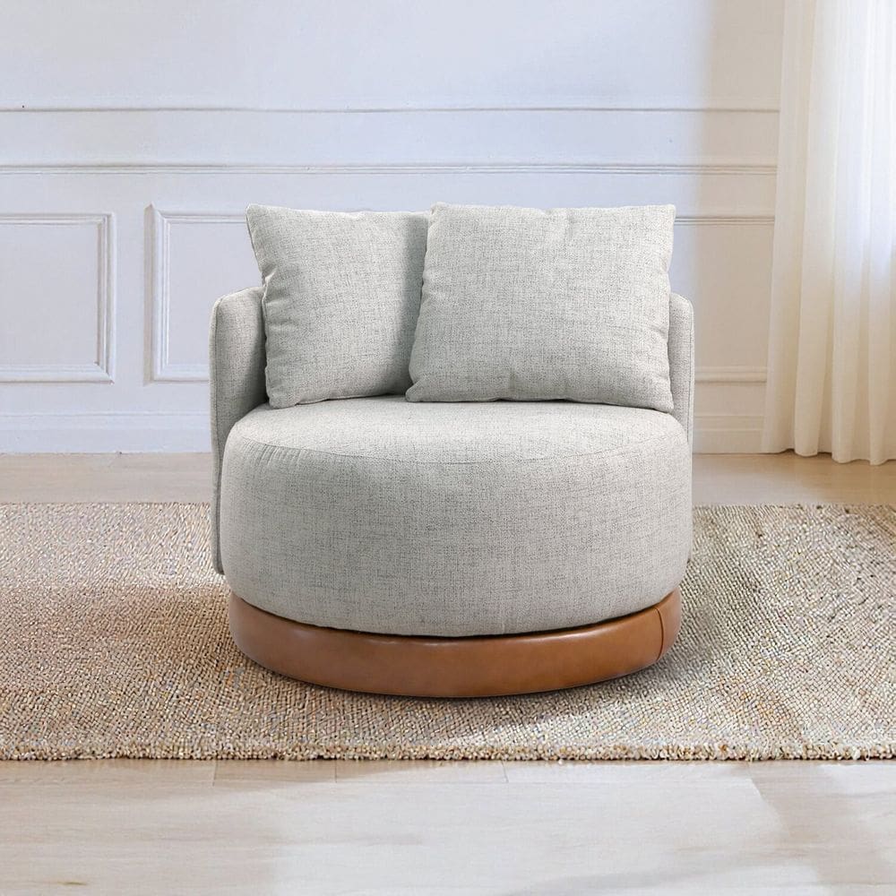 Poltrona Base Fixa e Estofada com Almofadas Decorativas Vilani Espresso Móveis Marrom/Cinza Claro