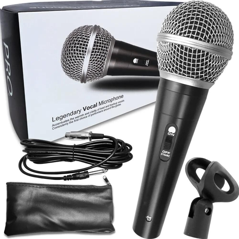 Microfone Com Fio Dinâmico Metal Karaoke Ig Pre