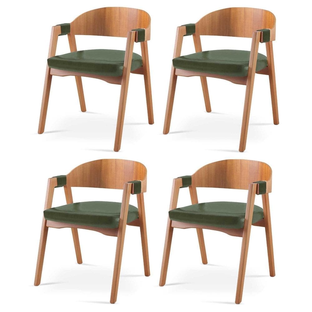 Kit 4 Cadeiras para Sala de Jantar Luna Verde/Mel