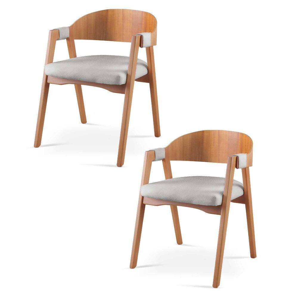 Kit 2 Cadeiras para Sala de Jantar Luna Cinza/Mel