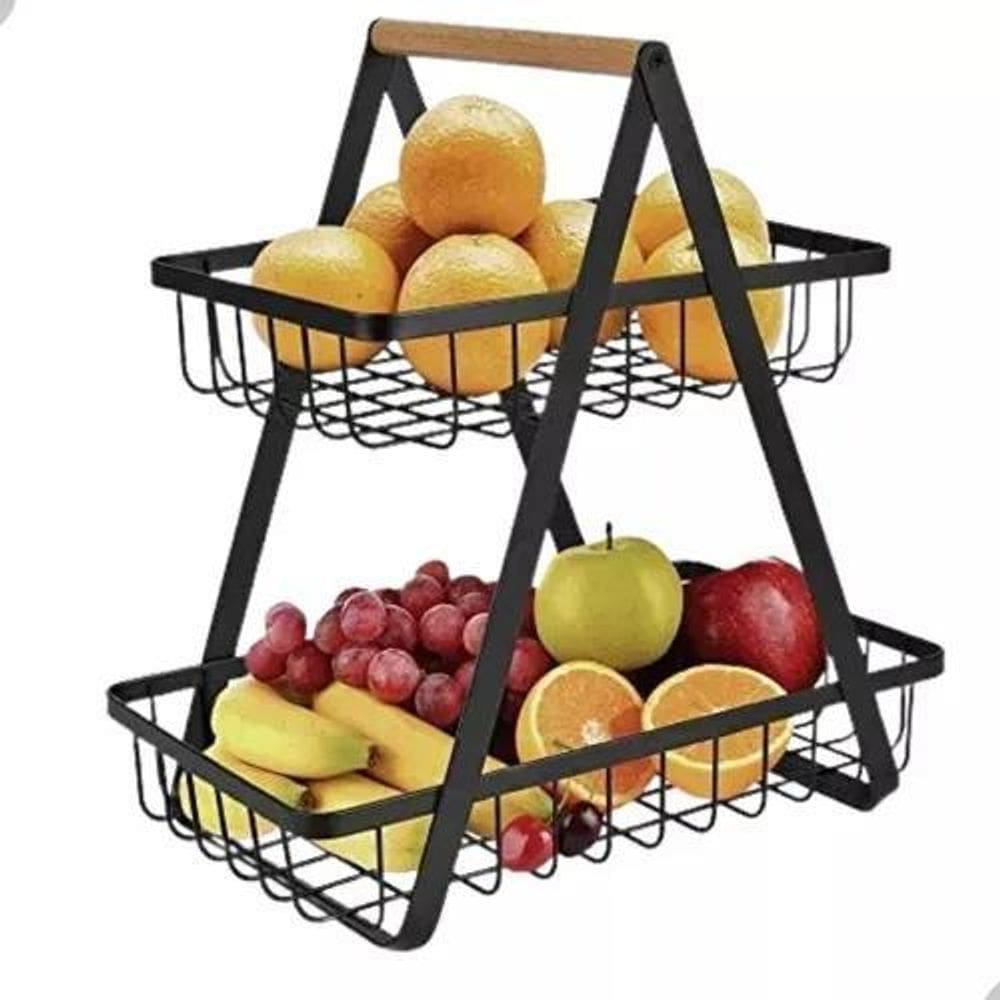 2X Fruteira Aramada De Mesa Multiuso Organizador 2Andares Me