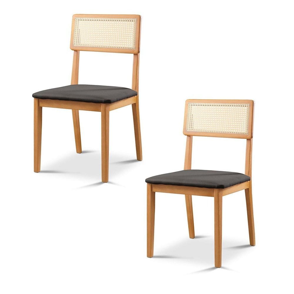 Cadeira de Jantar com Encosto de Telinha Ava Preto