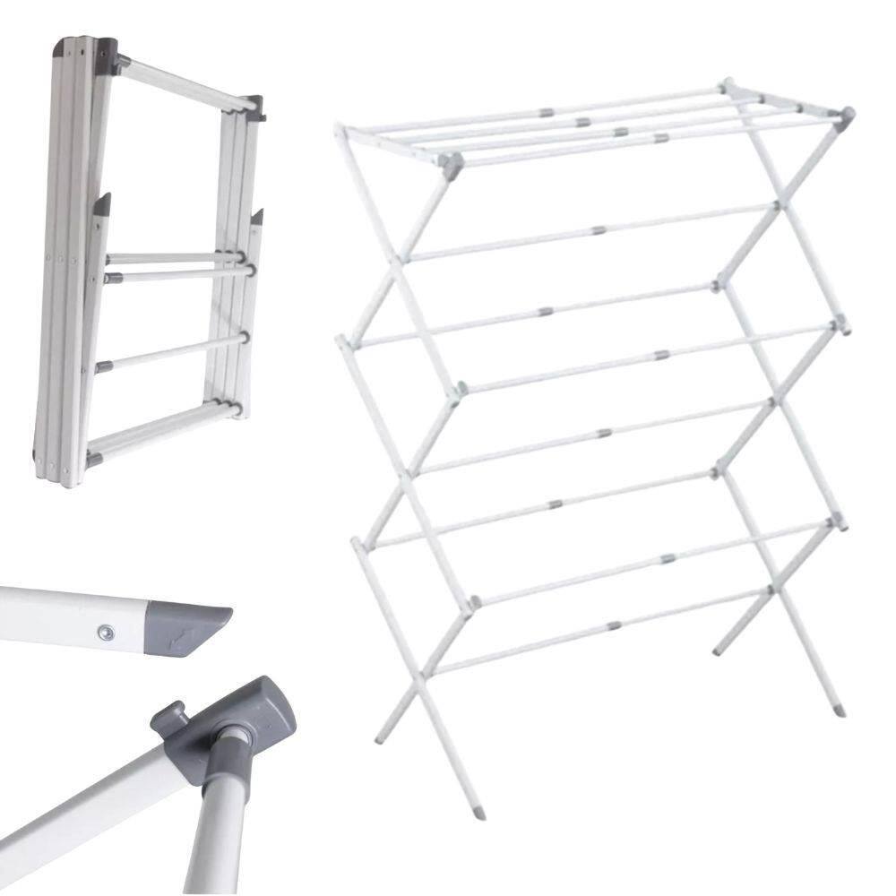 Varal Vertical Retrátil De Chão Branco 10 Kilos Portátil