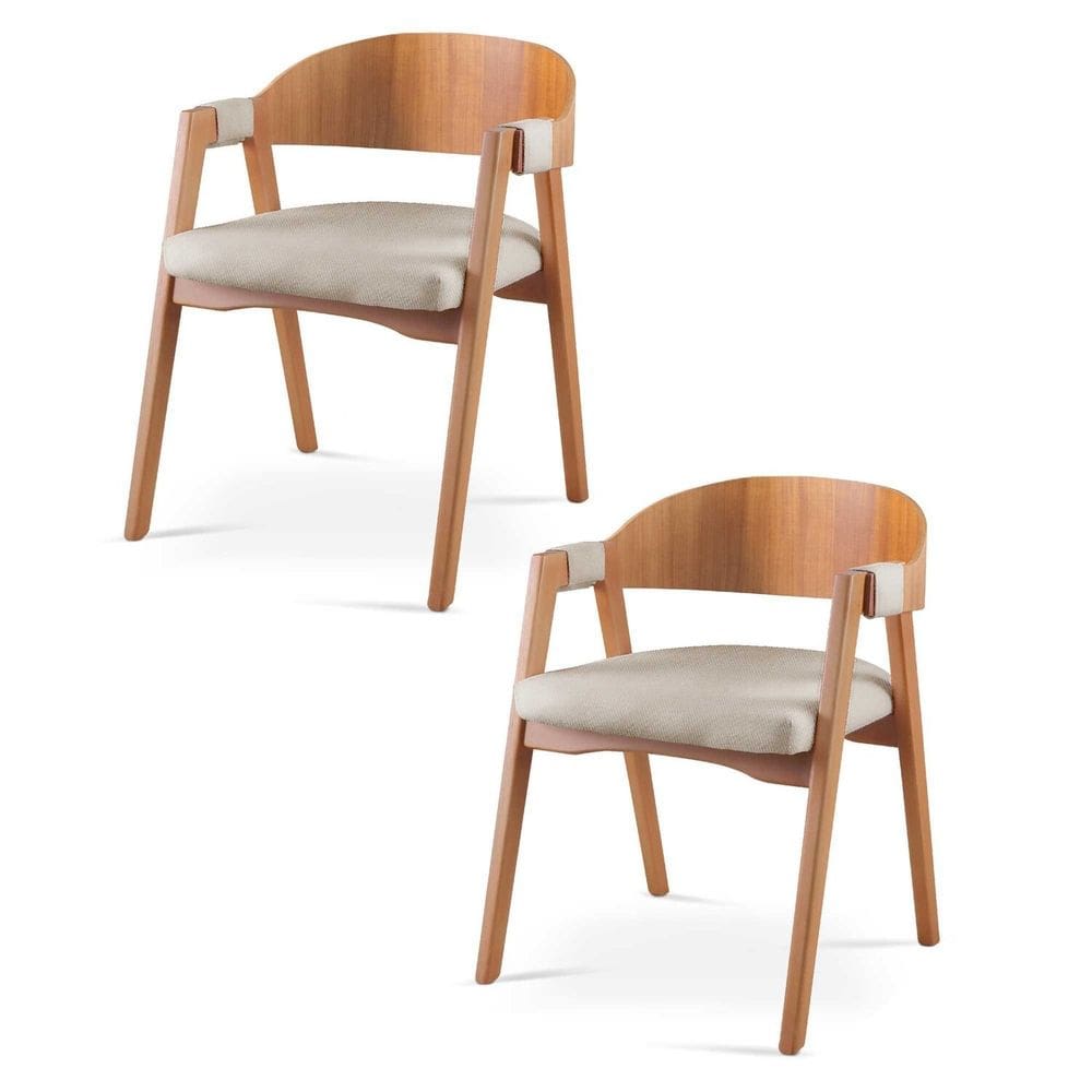 Kit 2 Cadeiras para Sala de Jantar Luna Bege/Mel