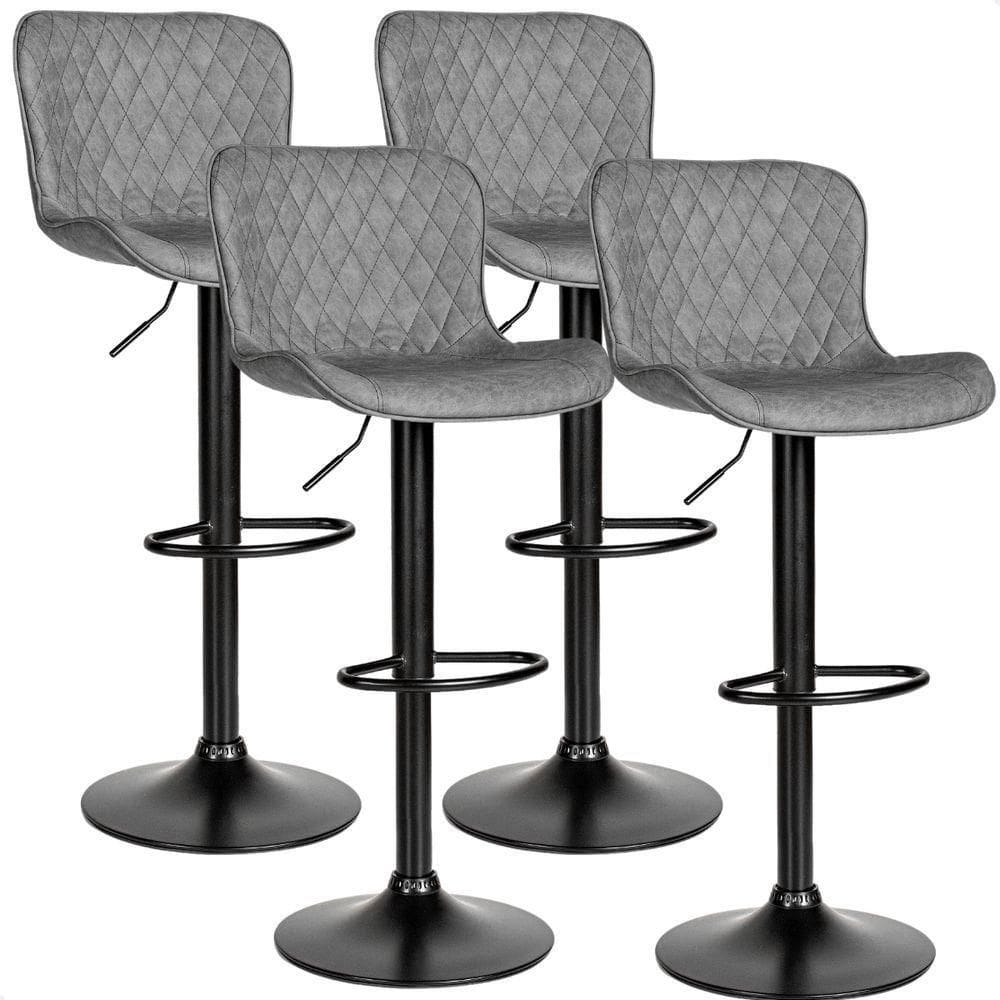 Banqueta Alta Para Cozinha Americana Bar Giratória Kit 04 Un Cinza