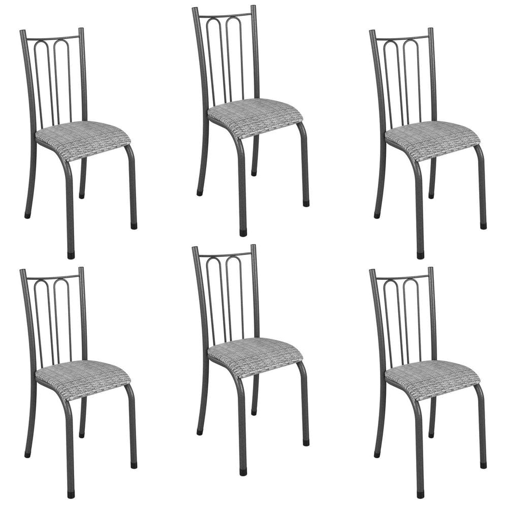 Conjunto com 6 Cadeiras para Sala de Jantar Amanda Prata