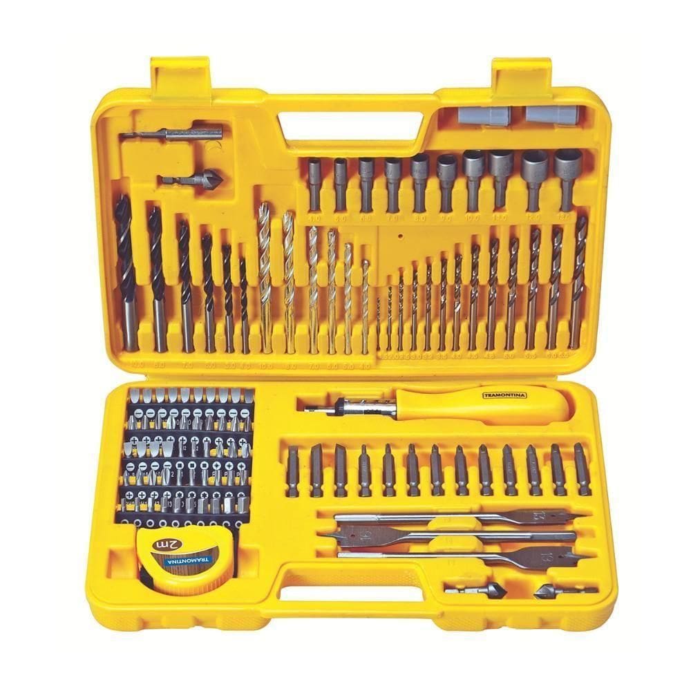 Maleta Plástica Com Brocas E Ponteiras Doméstico 110 Peças - Tramontina 43145110