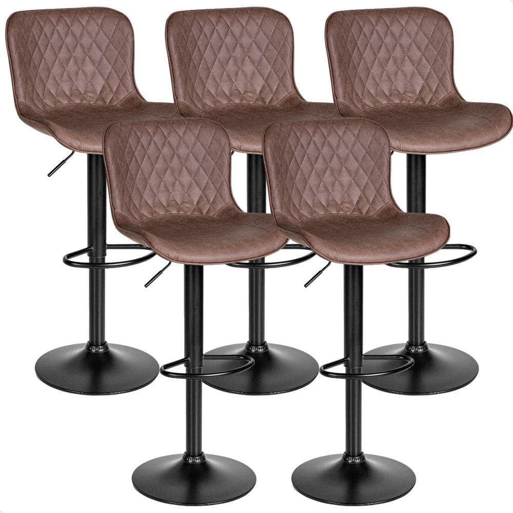 Kit 05 Un Banqueta Alta Para Cozinha Americana Bar Giratória Marrom Café