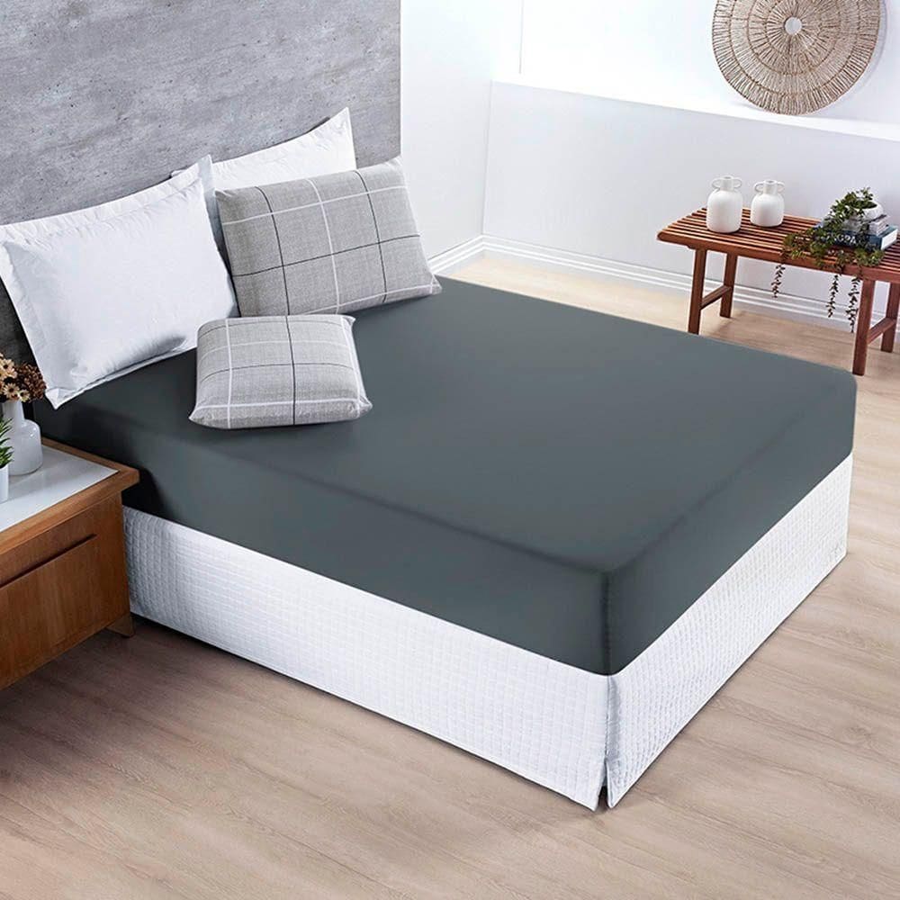 Jogo De Lençol Júlia Casal 3 Peças Micropercal 200 Fios - Dallas Quadriculado - 100% Poliéster