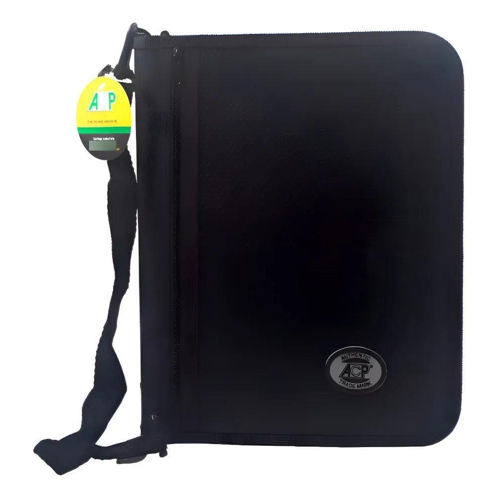 Fichário Grande Universitário Argolado Com Alça Nylon Preto