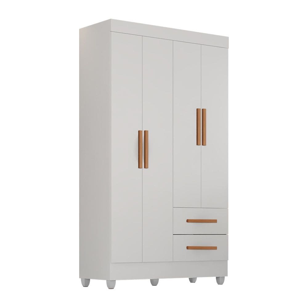 Roupeiro 1 metro 30464 Lite 4 Portas 2 Gavetas - Branco Móveis Leão