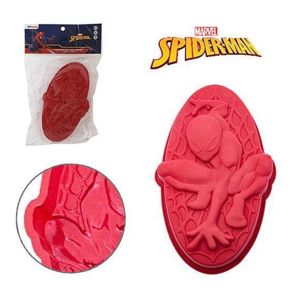Forma De Silicone Mini Bolo Homem Aranha 230Ml 18X11,5X3Cm