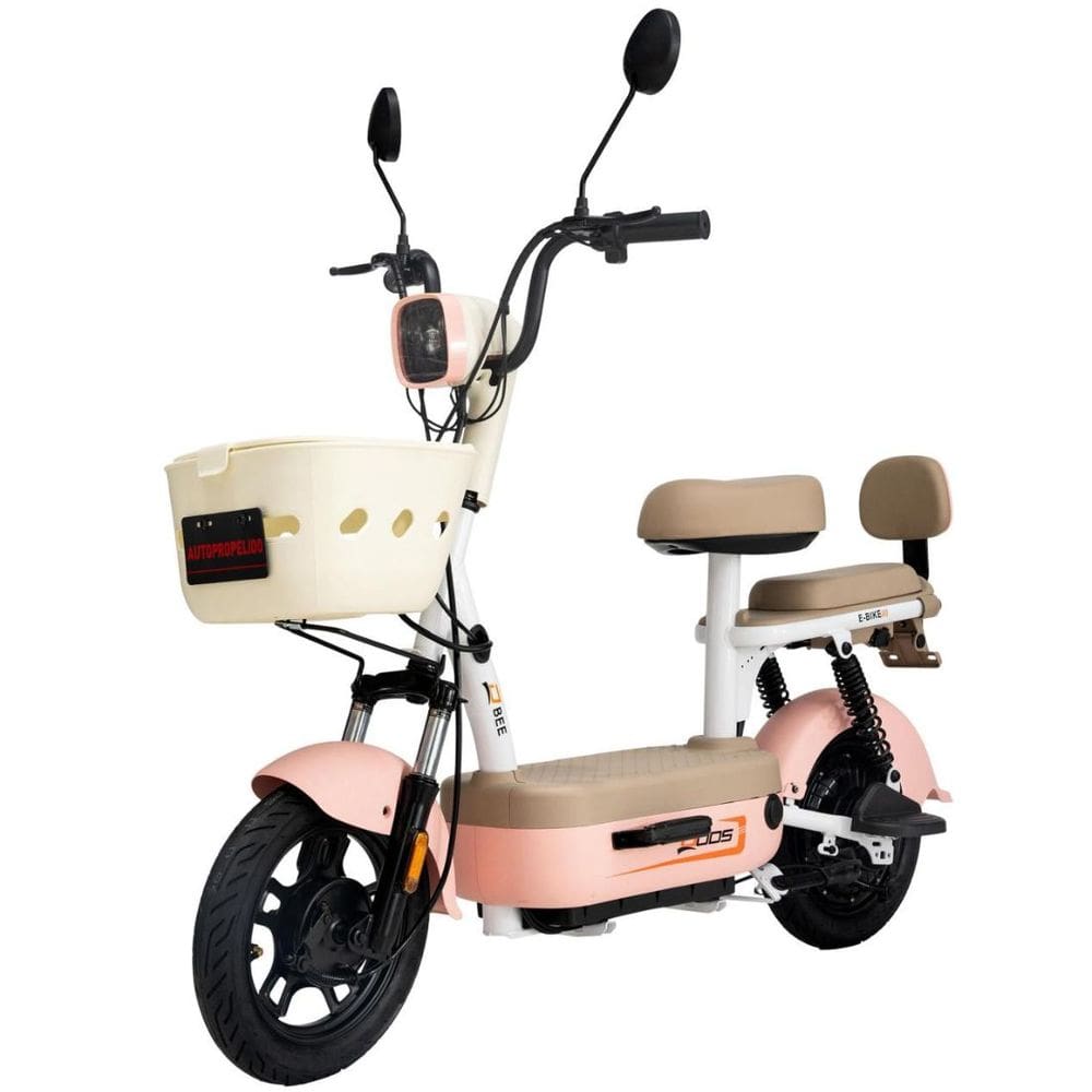 Bicicleta Elétrica Scooter com Alarme 500W 48V Bee Rosa Duos