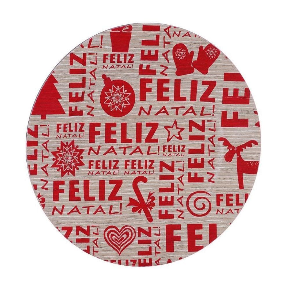 Sousplat Feliz Natal Redondo Pt 33 X 33 X 1Cm Decoração