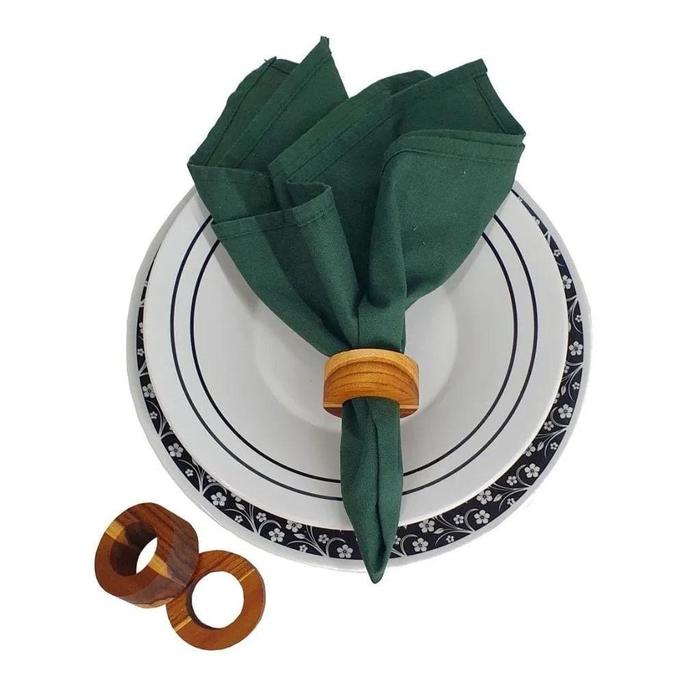 2X Kit Com 6 Porta Guardanapos Anéis De Madeira Redondo