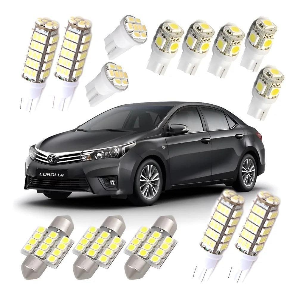 Kit Lampadas Led Corolla 2016 Pingo Teto Placa Ré