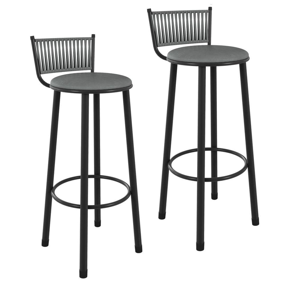 Kit 2 Banquetas Assento Estofado para Cozinha Bete Prata/Preto