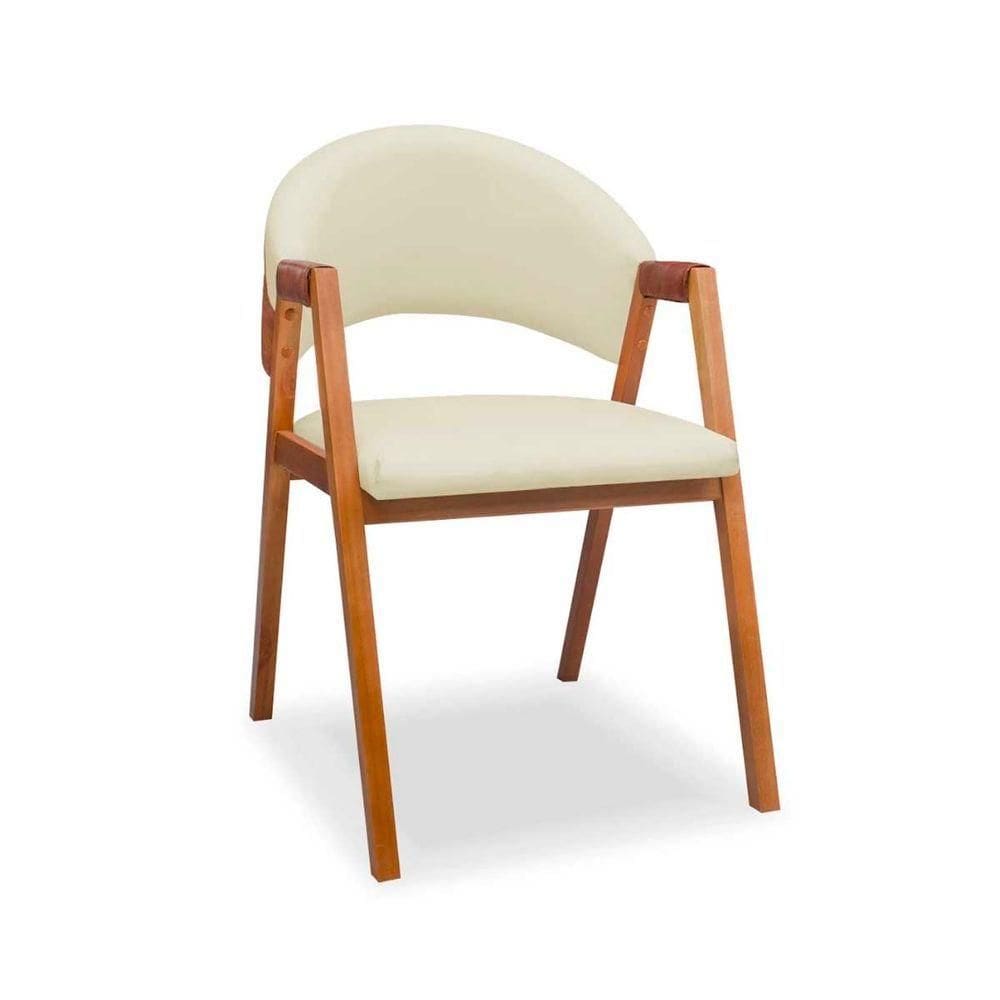 Cadeira Sala De Jantar Em Madeira Luiza Sintético Ds Home Sintético Bege