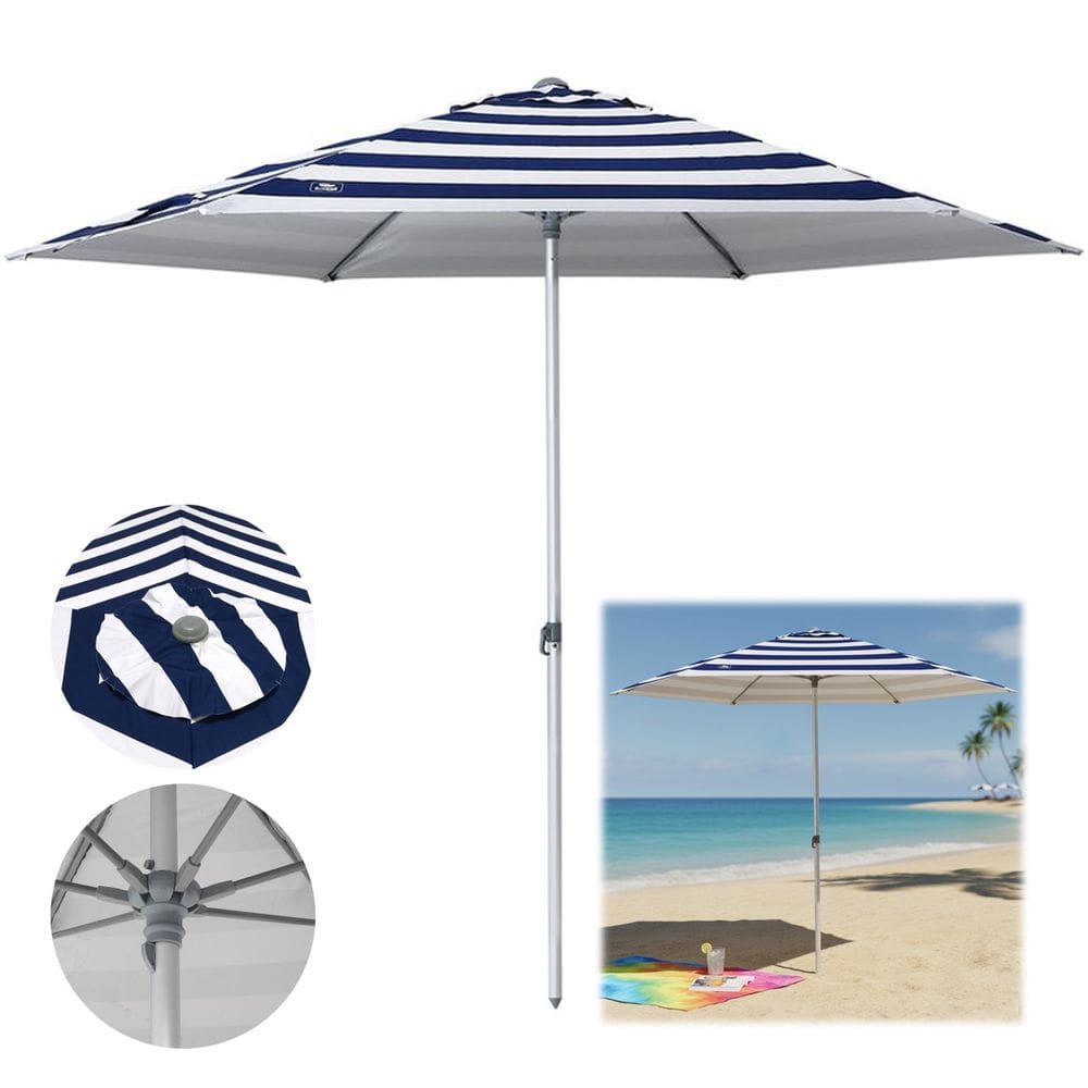 Guarda Sol Premium 2,60m Alumínio Reforçado Milagres Azul Listrado - 12860 Belfix