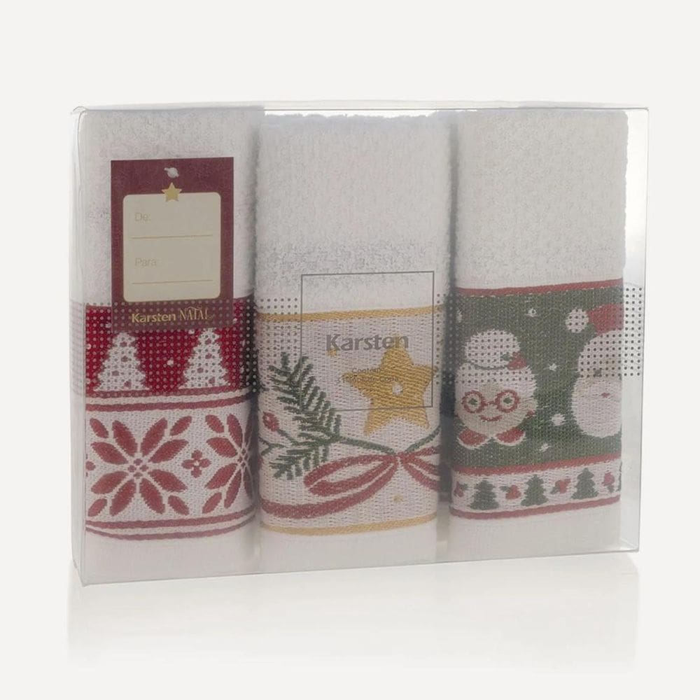 Jogo Pano De Prato Natalino 3 Peças 46Cmx65Cm Karsten
