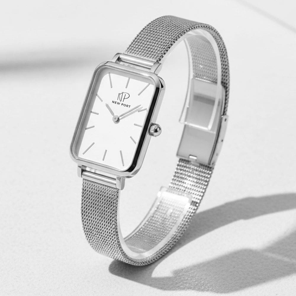 Relógio Feminino Quadrado Delicado Elegante Analógico New Port Prata