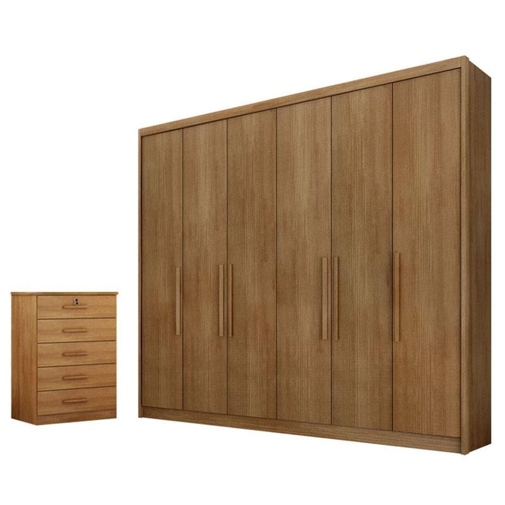 Guarda Roupa Casal Bolonha e Gaveteiro Suiça Cumaru 23 - Novo Horizonte