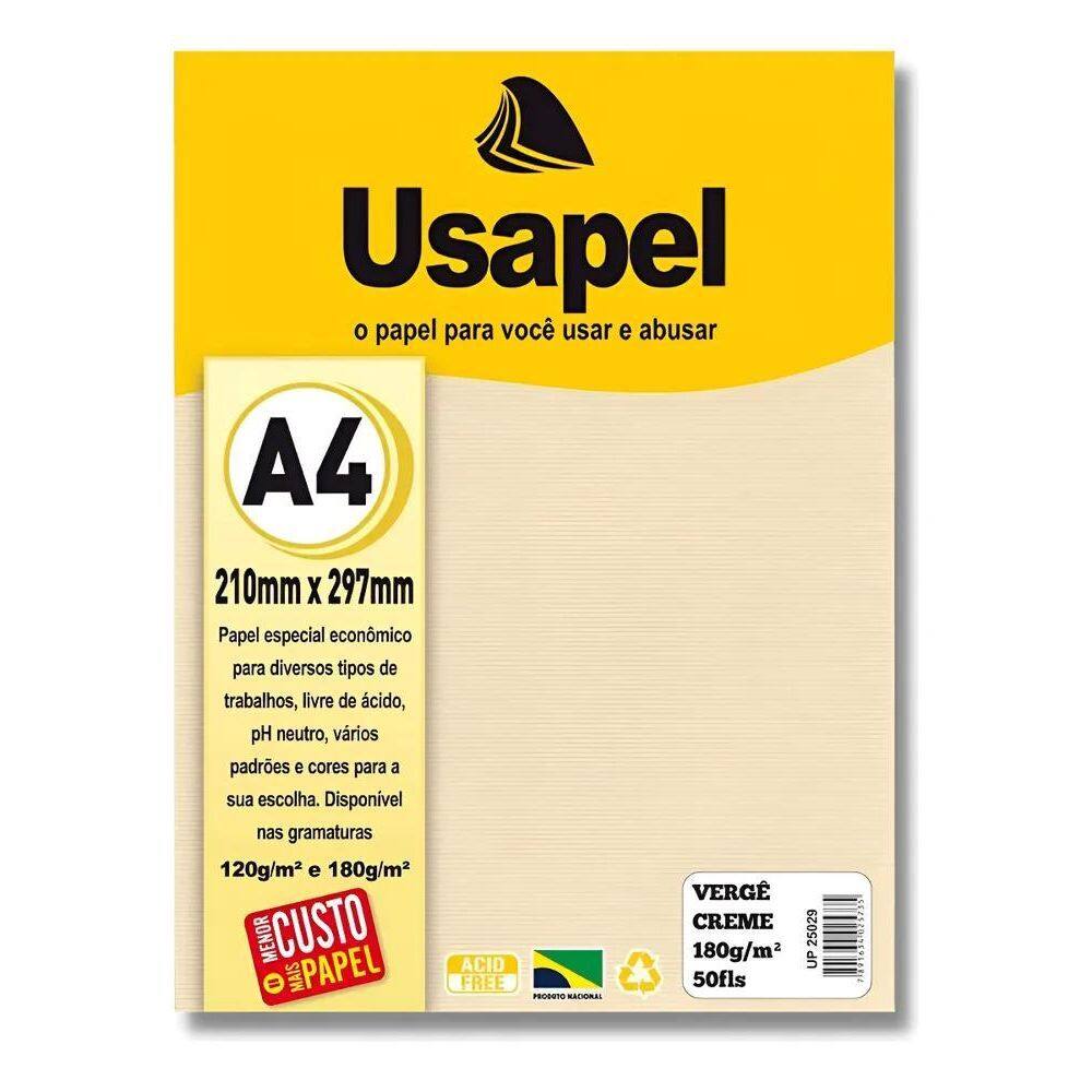 Pct Papel Vergê Creme A4 180G Com 50Fls Certificado-Diploma