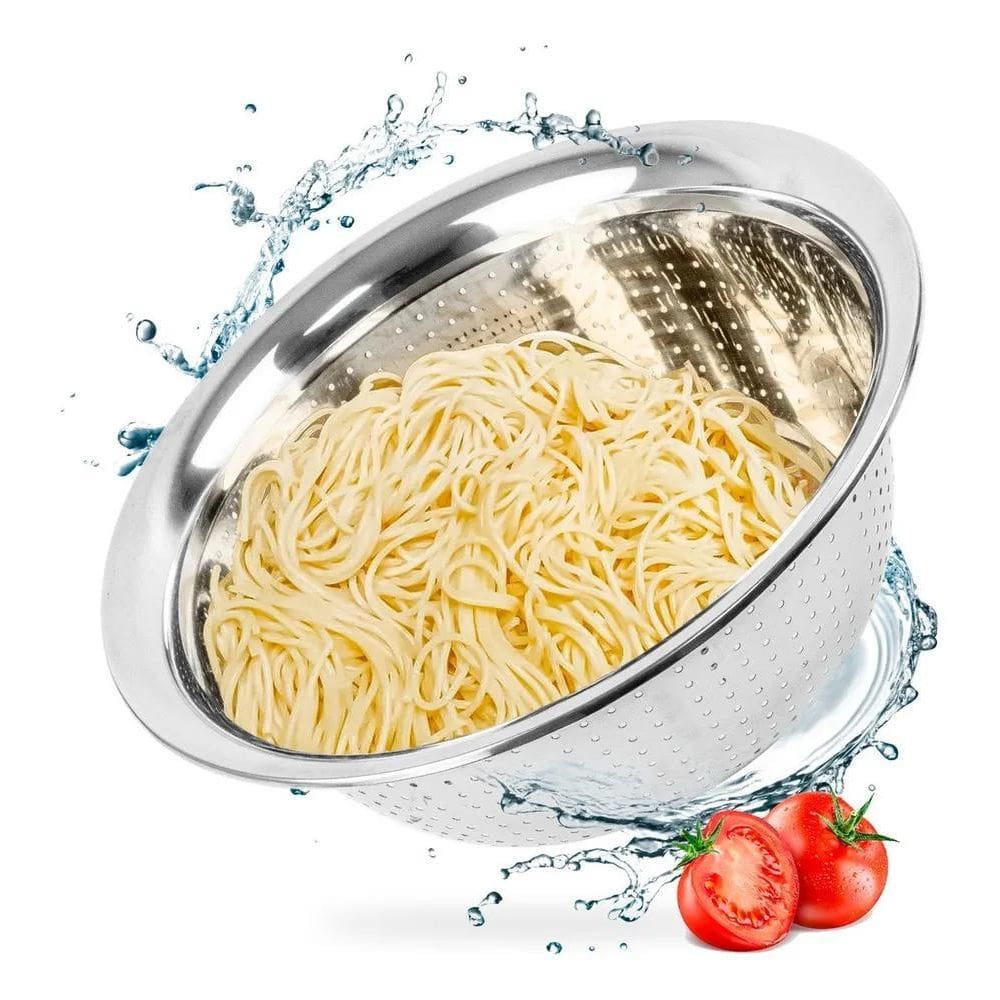 2X Escorredor De Macarrão Inox Multiuso De Cozinha Lavador C