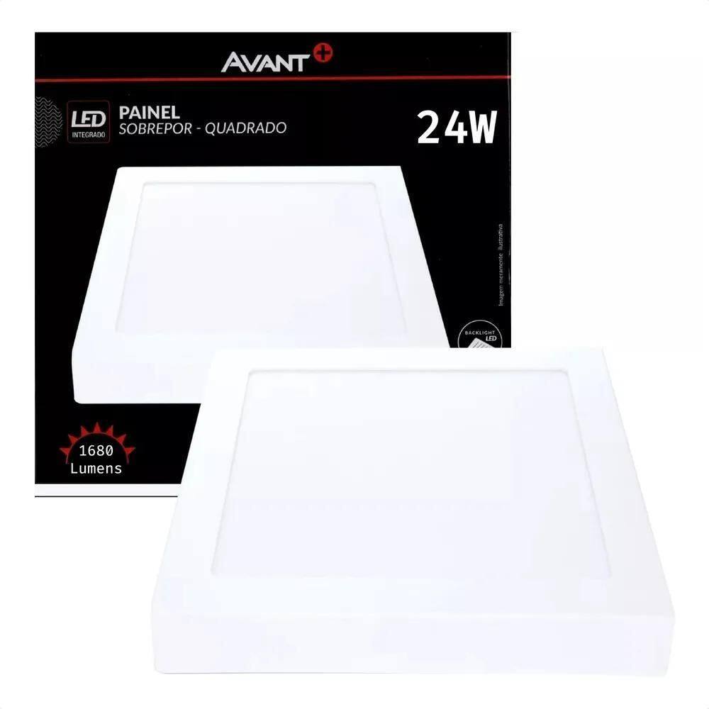 Plafon Led Quadrado 24W Painel Sobrepor Slim Branco 127/220