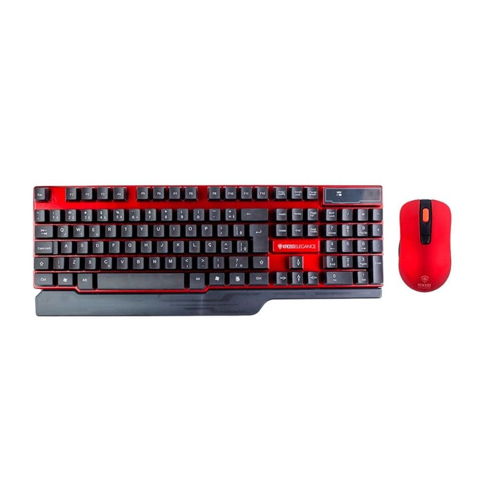 Combo Kross Teclado e Mouse USB, Sem Fio, Elegance - KE-KM553V1 Preto/Vermelho