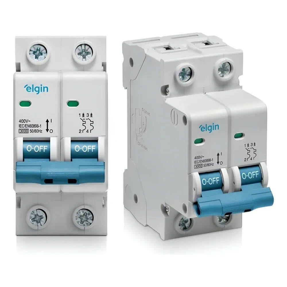 Disjuntor Bipolar Duplo Elgin 6A 10A 16A 20A 25 32 40 50 6 2